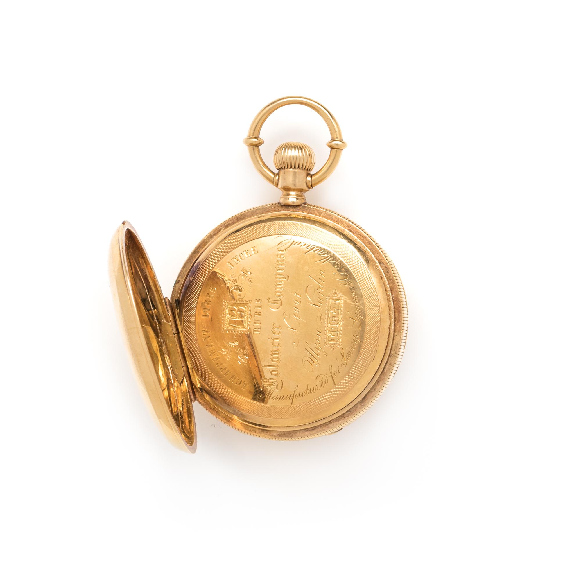 ULYSSE NARDIN, 18K YELLOW GOLD DEMI-HUNTER POCKET WATCH AND FOB CHAIN