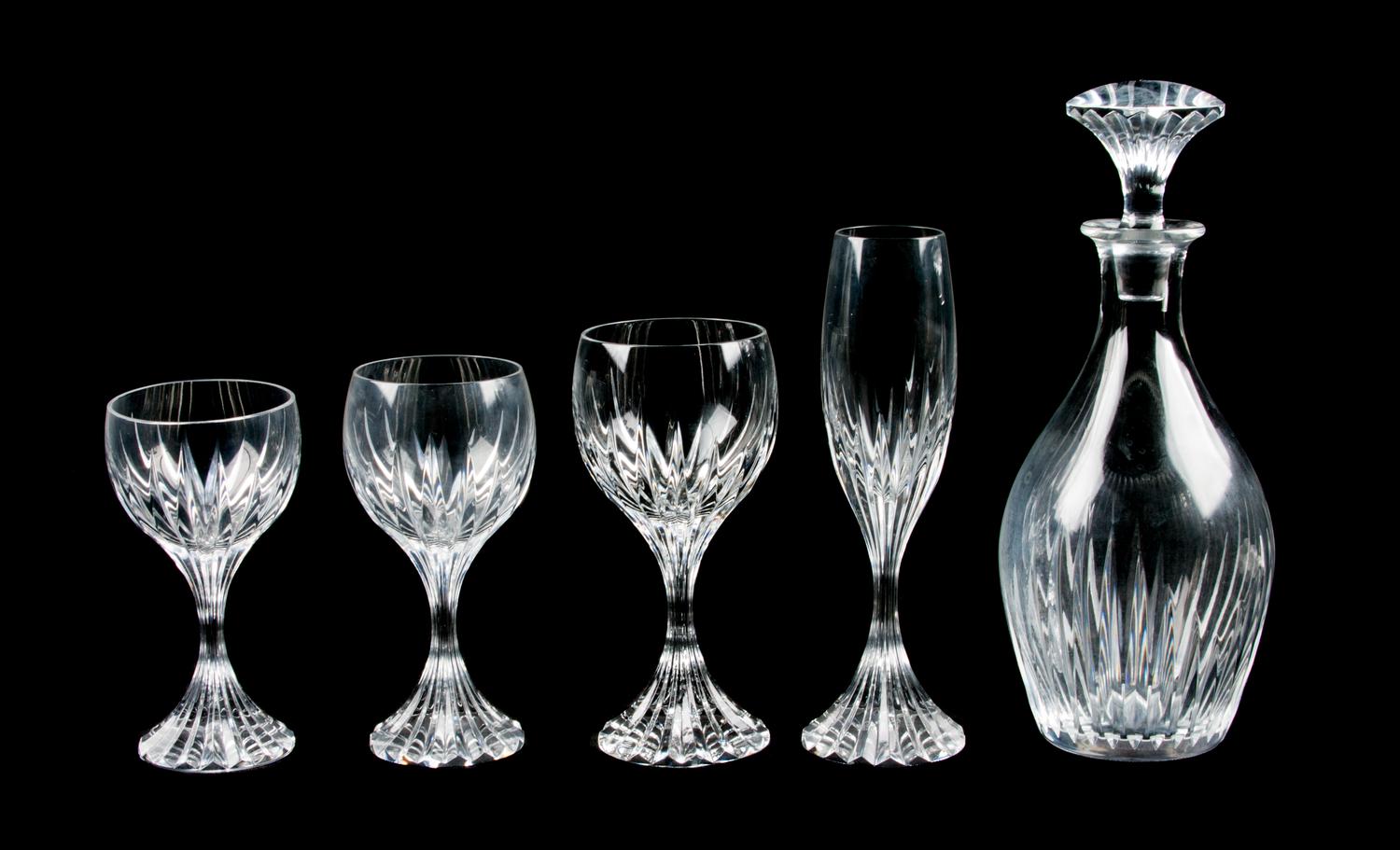 A Set of Baccarat Cut Glass Stemware Height of first 10 7/8 inches.