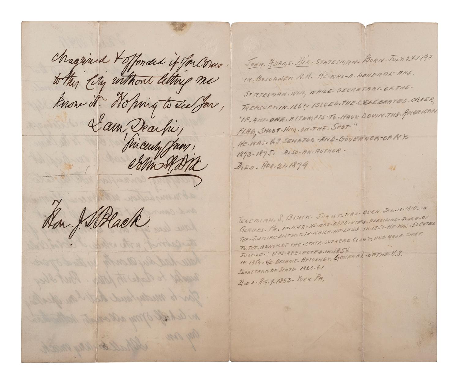 [CIVIL WAR]. A group of Civil War signatures highlighted by a signed CDV of Union General William F. Smith.
