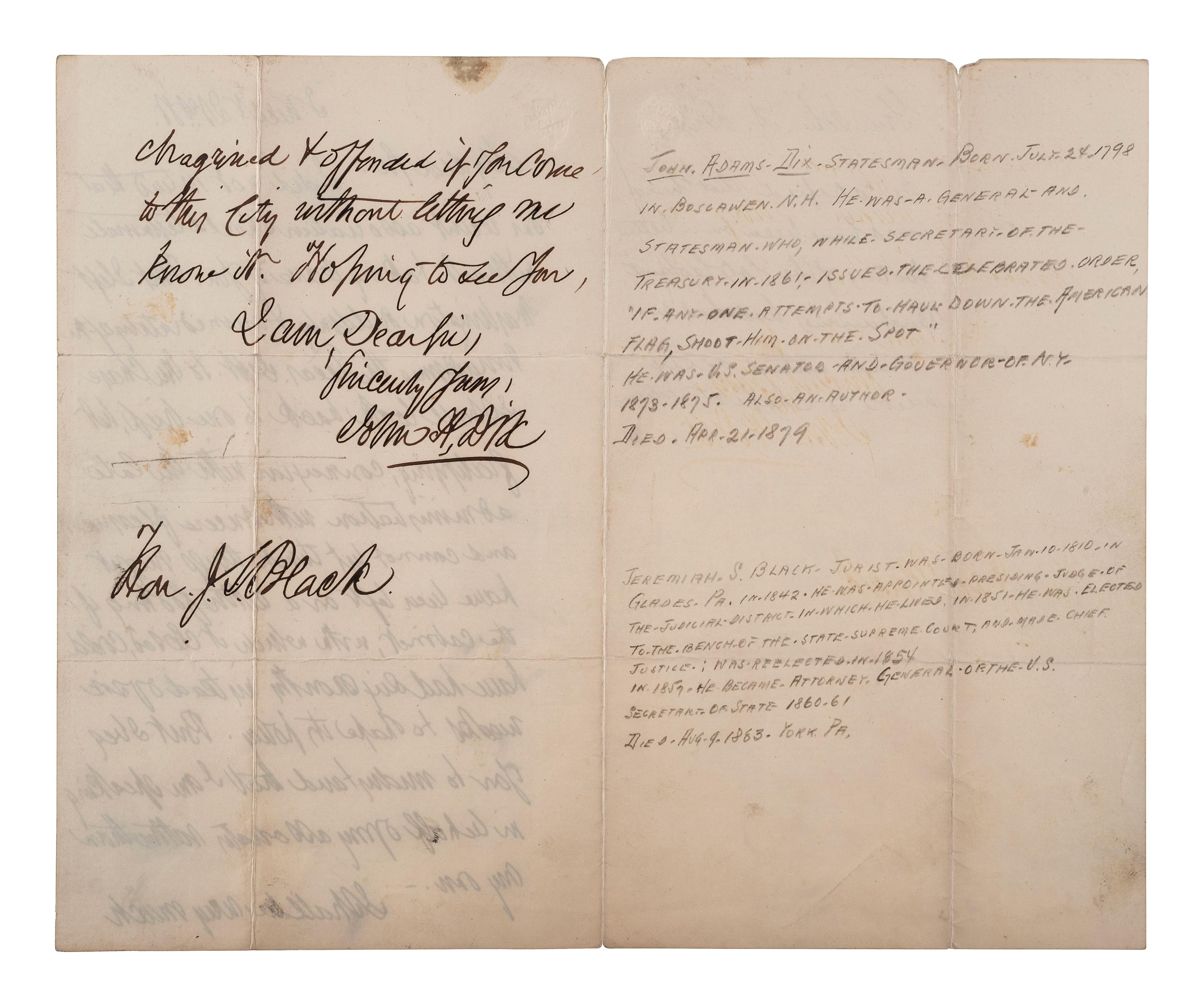 [CIVIL WAR]. A group of Civil War signatures highlighted by a signed CDV of Union General William F. Smith.