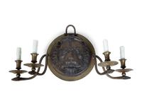 A Pair of Regency Style Iron and Brass Sconces with Lion Masks and Serpent Branches — 19TH CENTURY