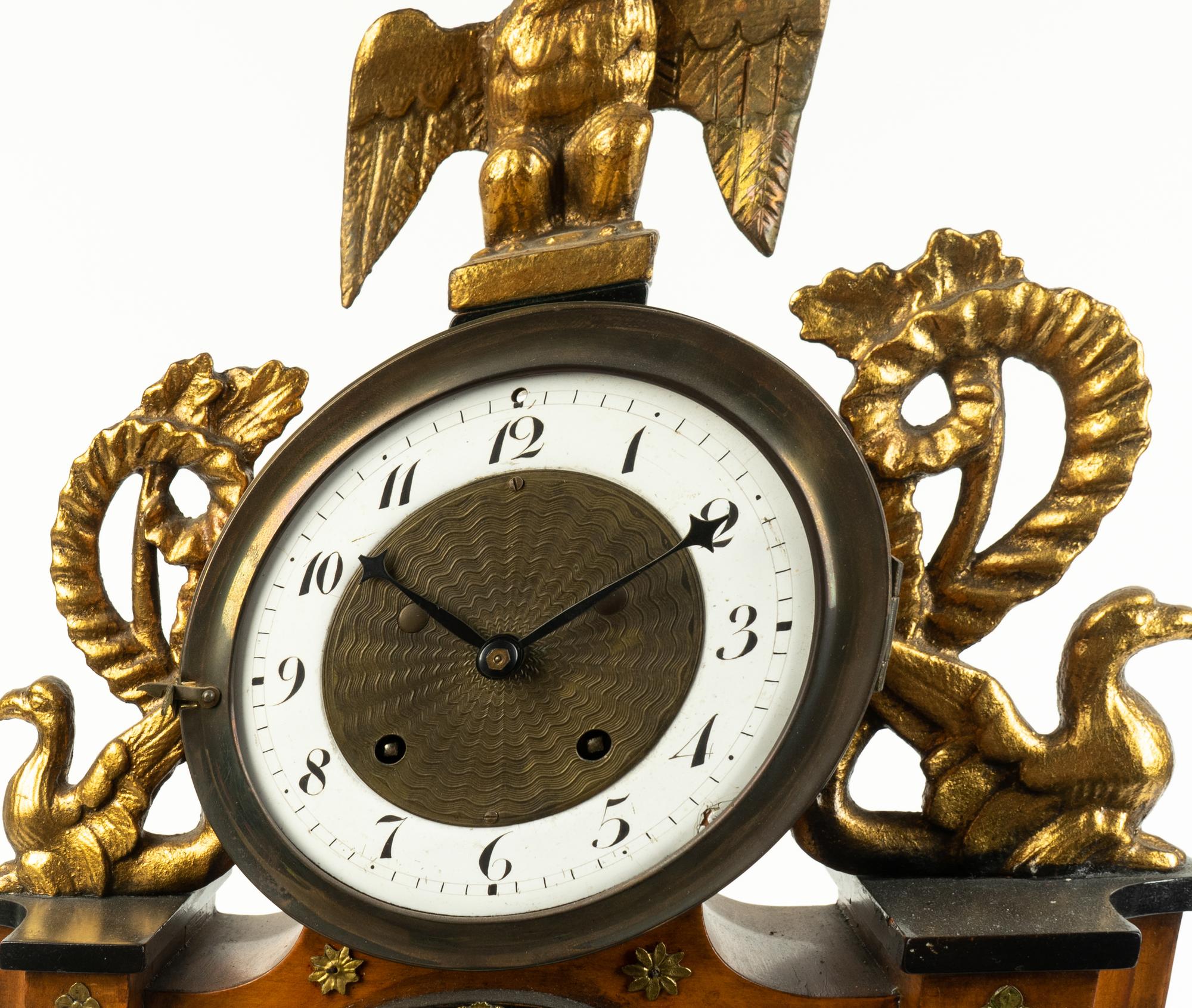 An Austrian French Empire Style Alabaster and Giltwood Portico Clock — EARLY 19TH CENTURY