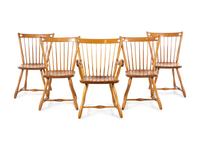 An American Maple Drop-Leaf Breakfast Table and Five Chairs
