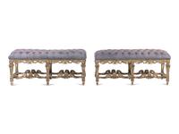 A Pair of Italian Baroque Style Silvered Wood Benches
