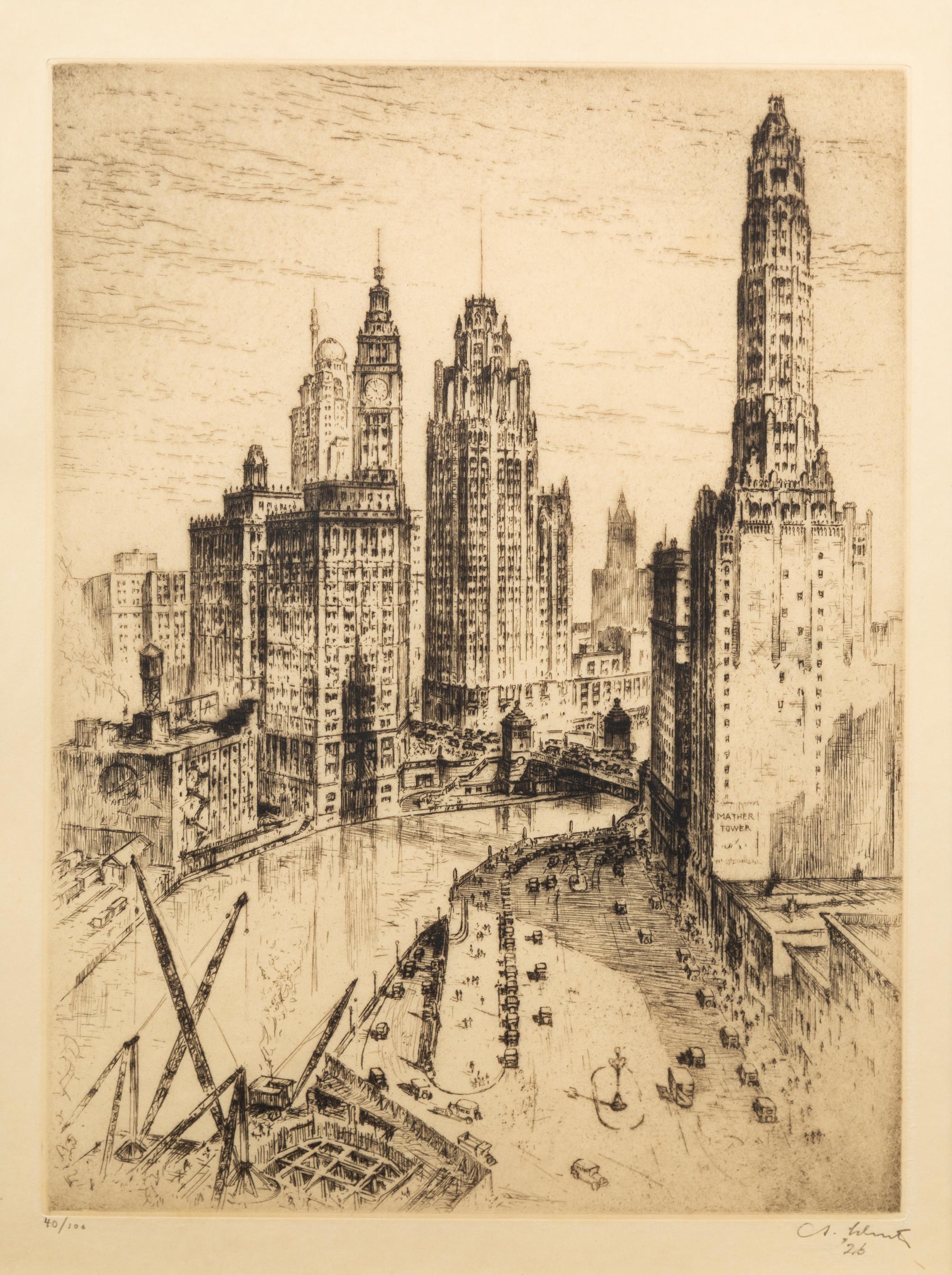 [ARCHITECTURE]. A group of 11 drypoint etchings by James Swann, Leon Pescheret, Chester S. Danforth and others.