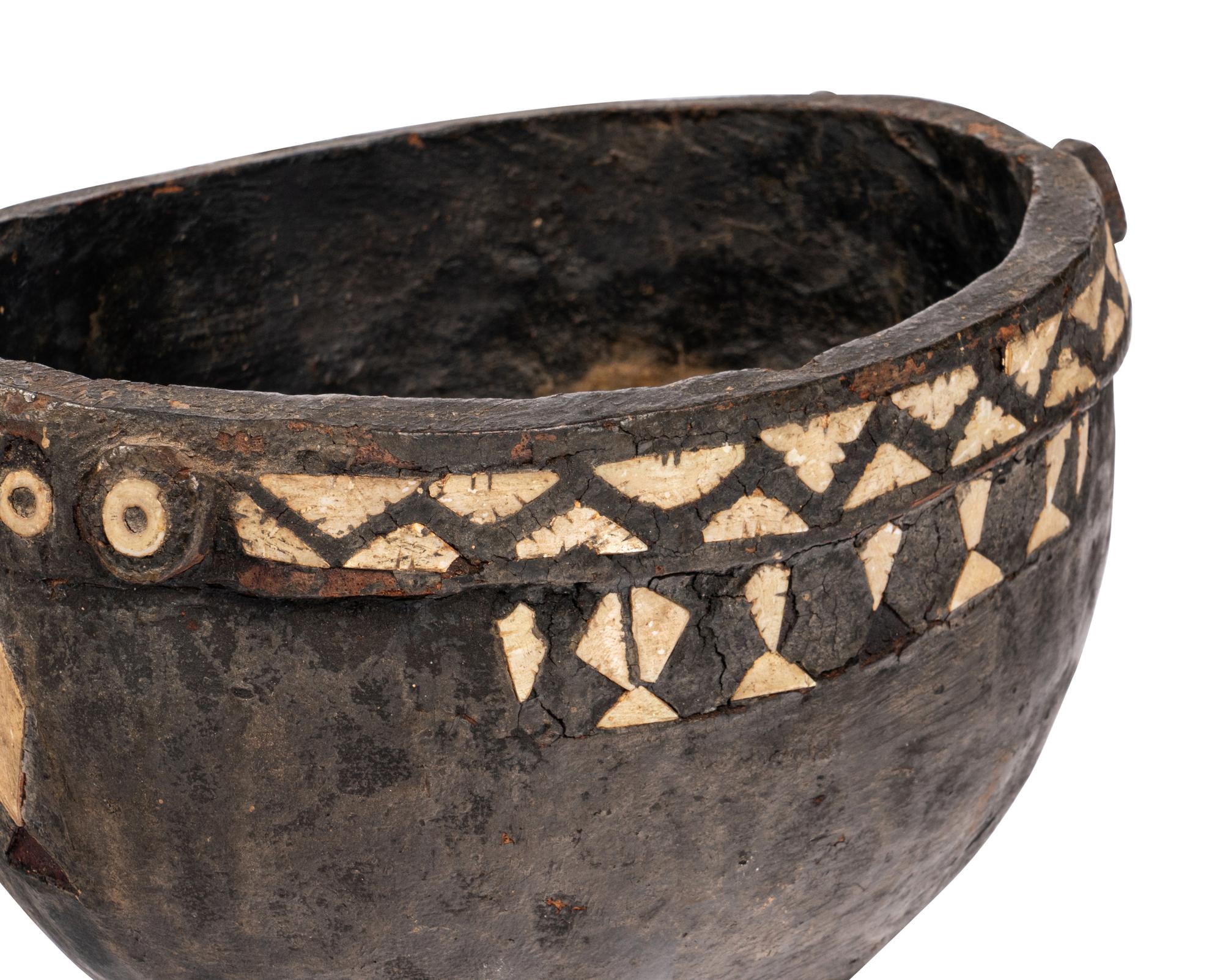 An Oceanic Wooden Ceremonial Inlaid Bowl