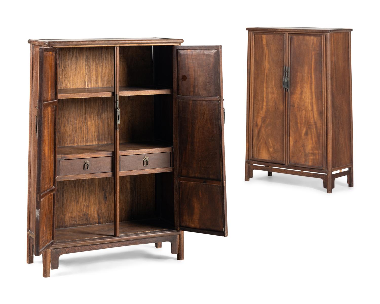 A Pair of Chinese Jichimu Cabinets on Stands
