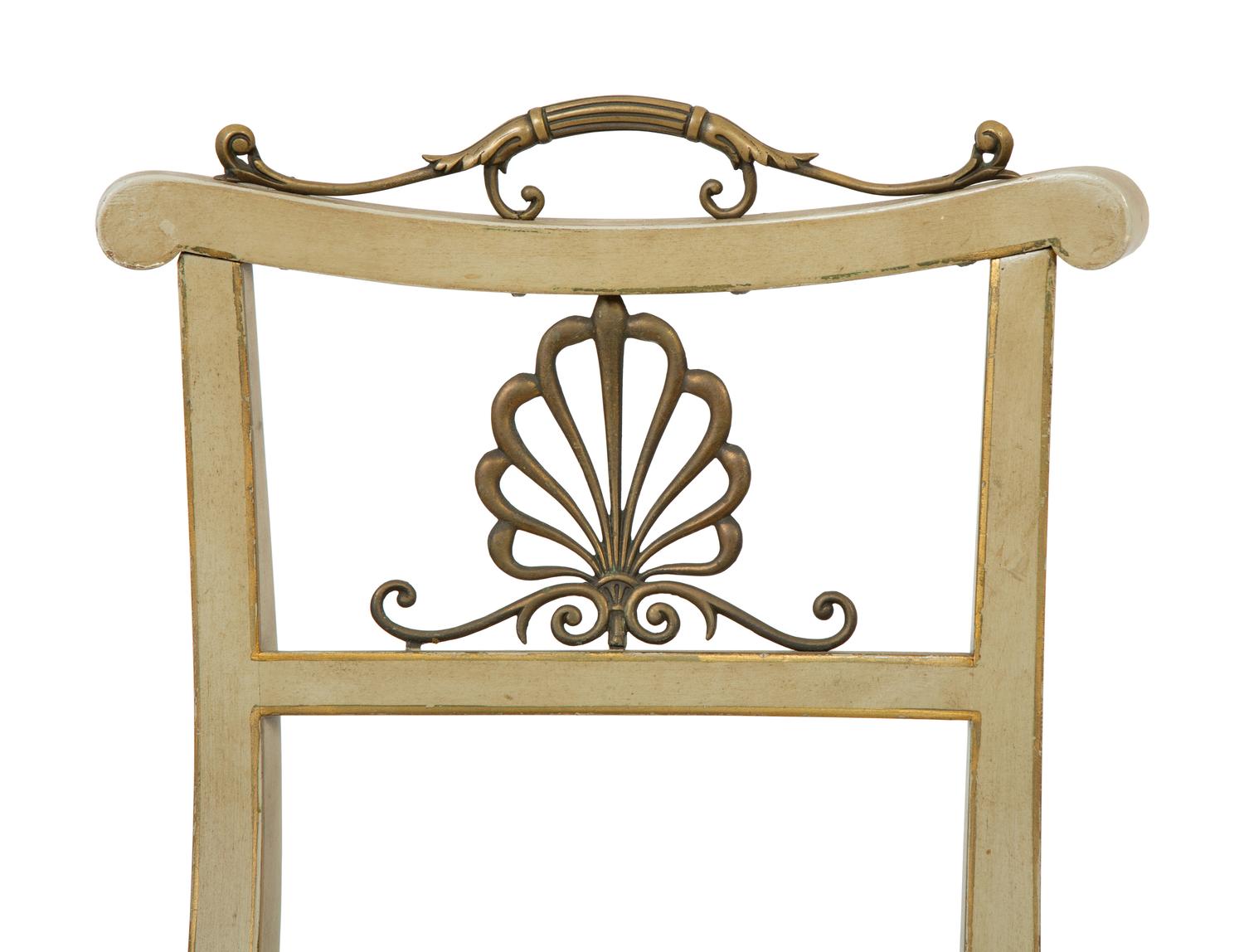 A Set of Six Regency Style Gilt Metal Mounted Painted Dining Chairs — 19TH/20TH CENTURY