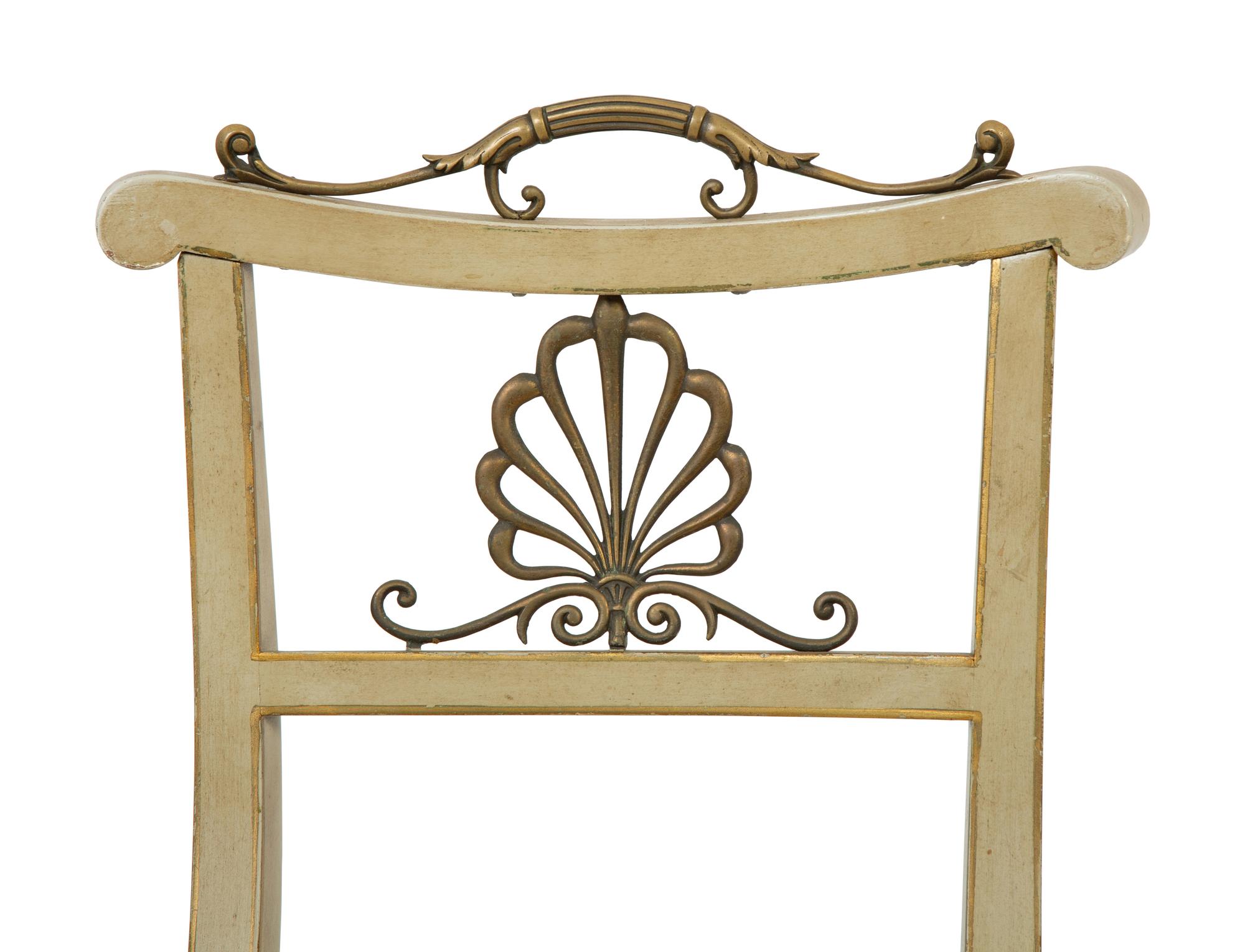 A Set of Six Regency Style Gilt Metal Mounted Painted Dining Chairs — 19TH/20TH CENTURY