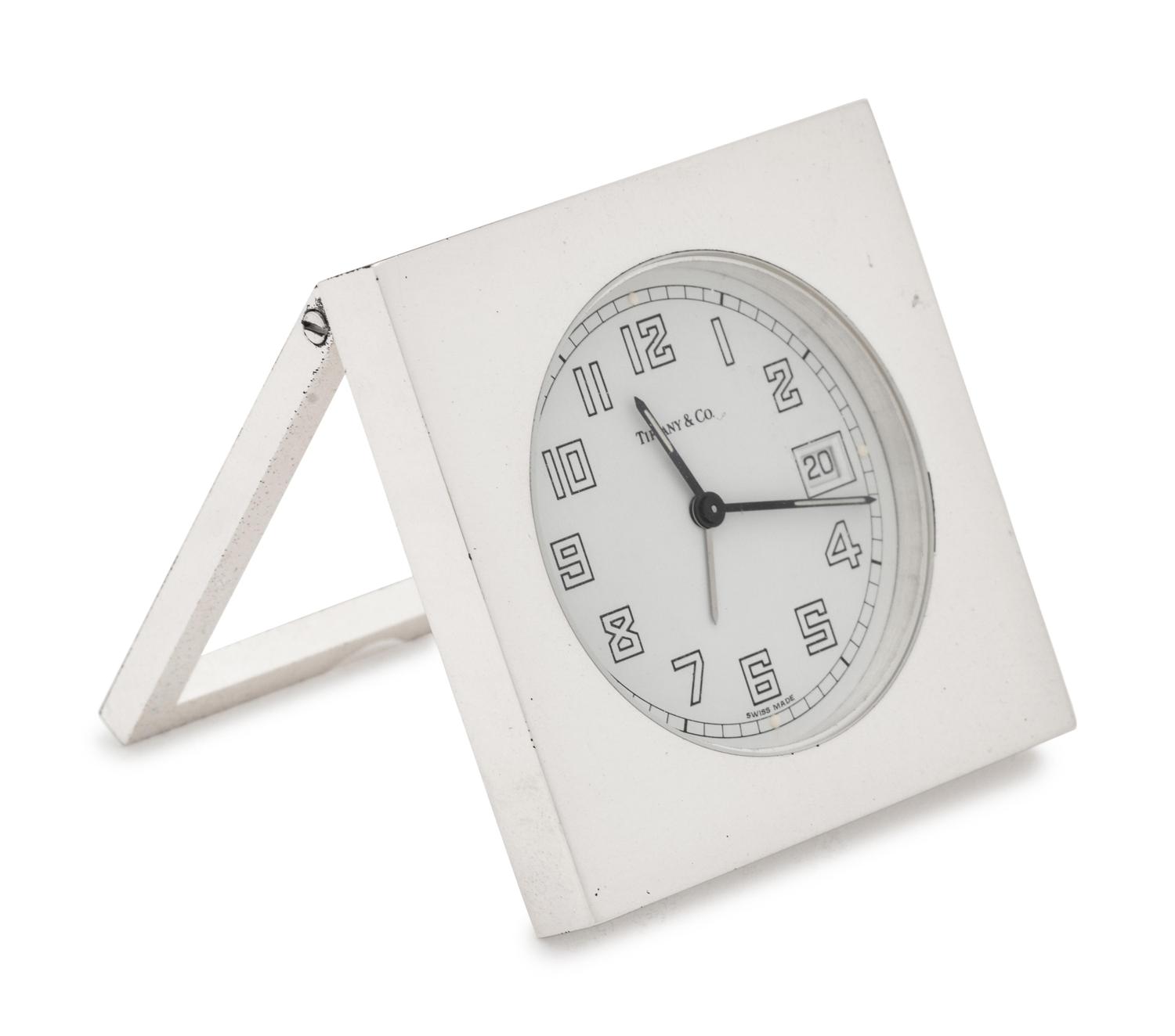 A Tiffany & Co. Chromed Metal Travel Clock