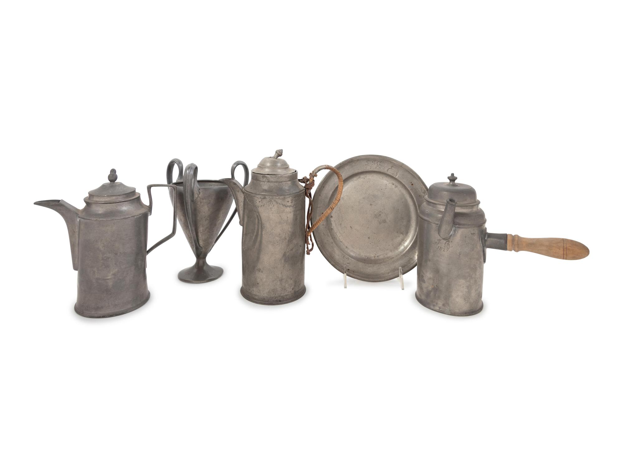 Five Pewter Table Articles