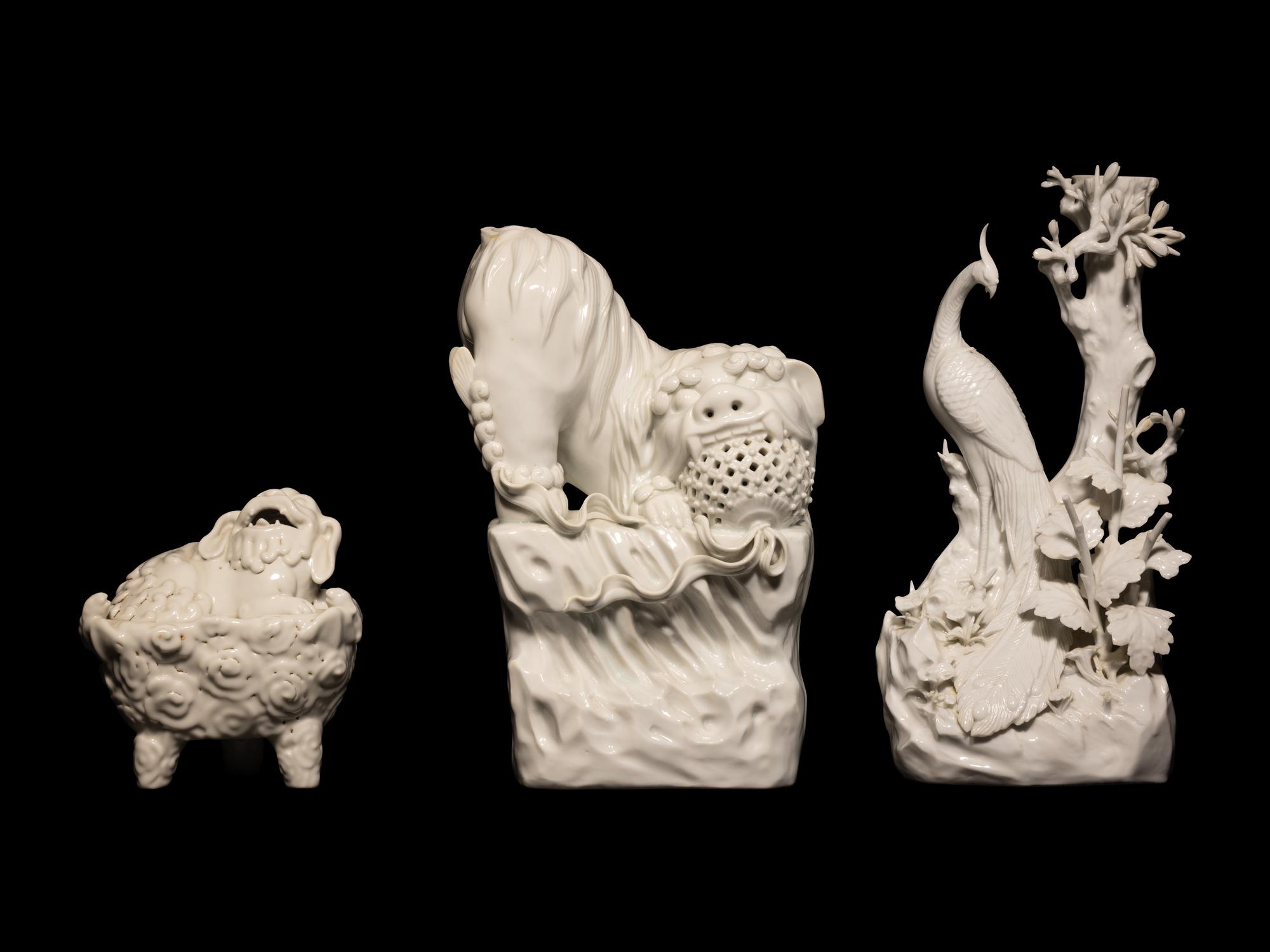 Three Chinese Dehua Blanc-de-Chine Porcelain Animal-form Wares