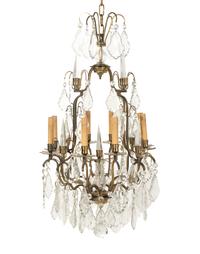 A French Gilt Bronze and Glass Eight-Light Chandelier