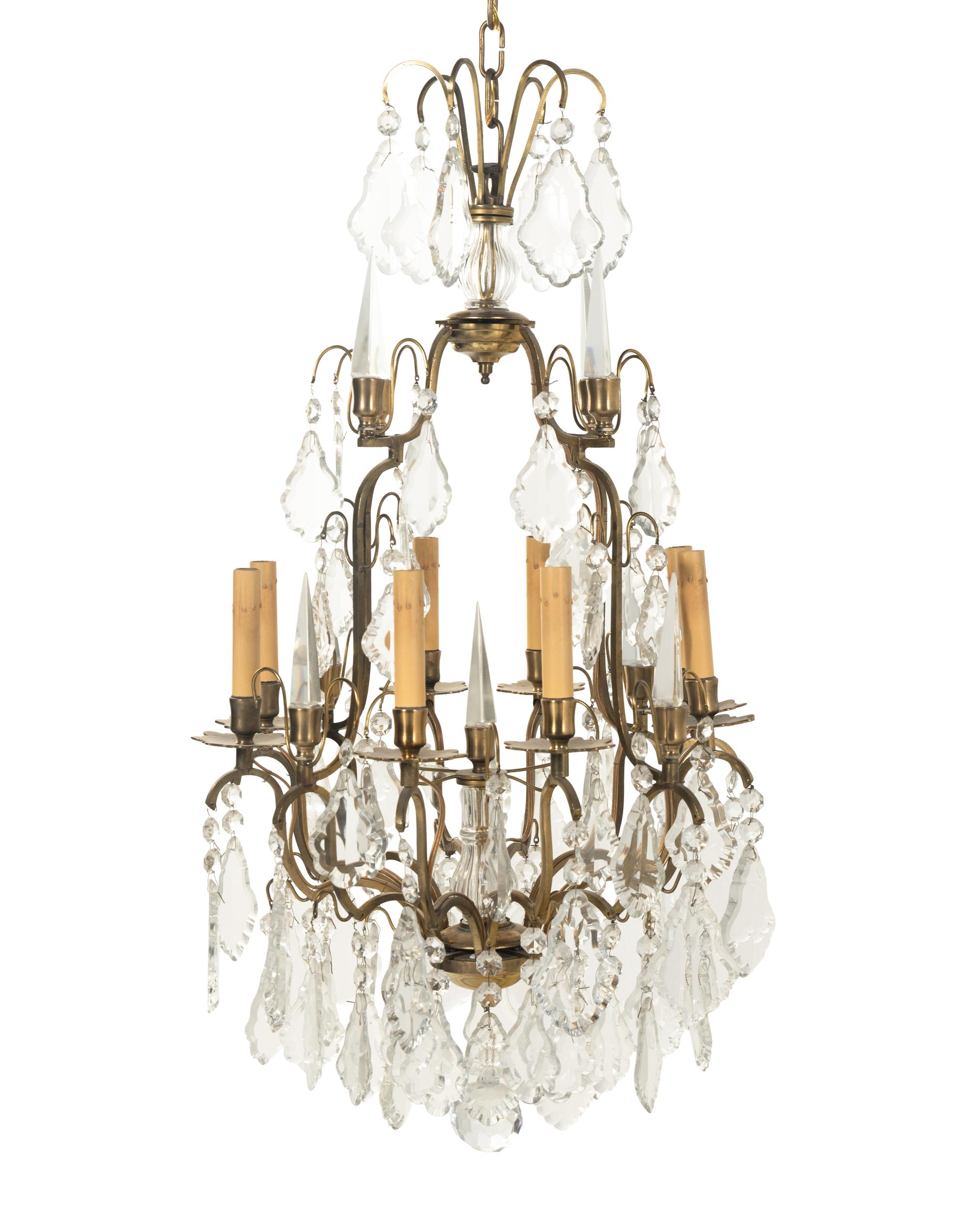 A French Gilt Bronze and Glass Eight-Light Chandelier