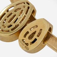 A 14K Yellow Gold, Diamond, and Sapphire Omega Slider Necklace