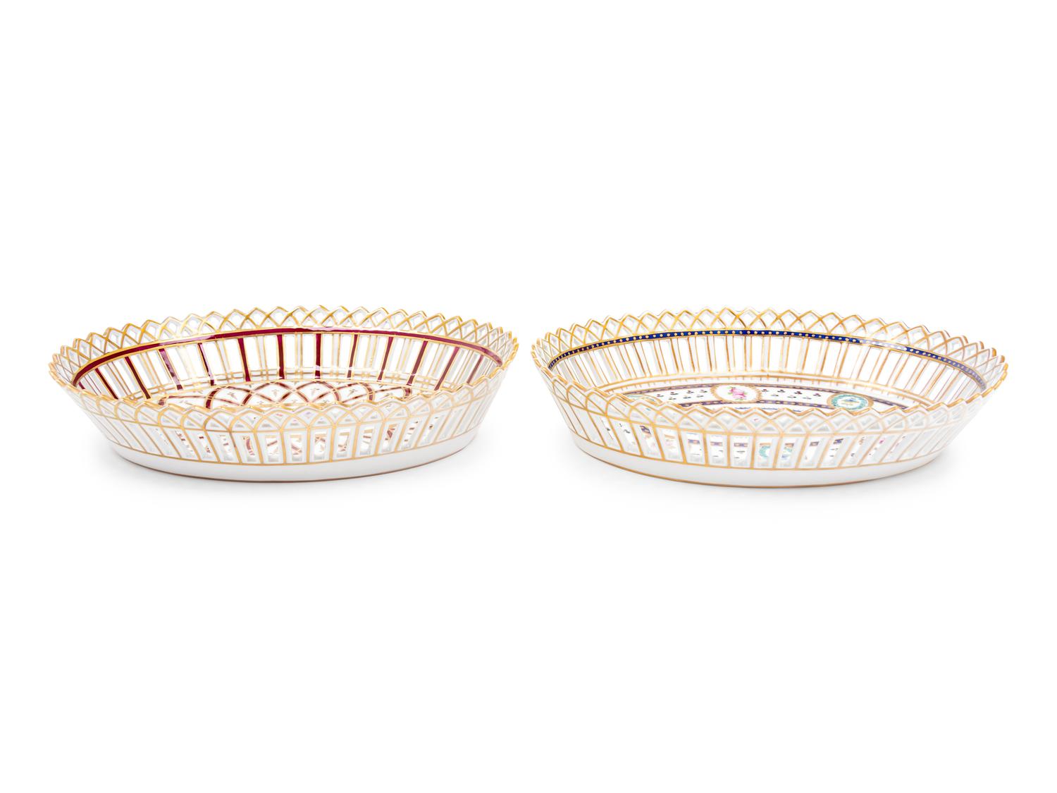 A Pair of Dresden Porcelain Baskets