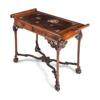 A French Chinoiserie Decorated Mother-of-Pearl Inlaid Writing Desk