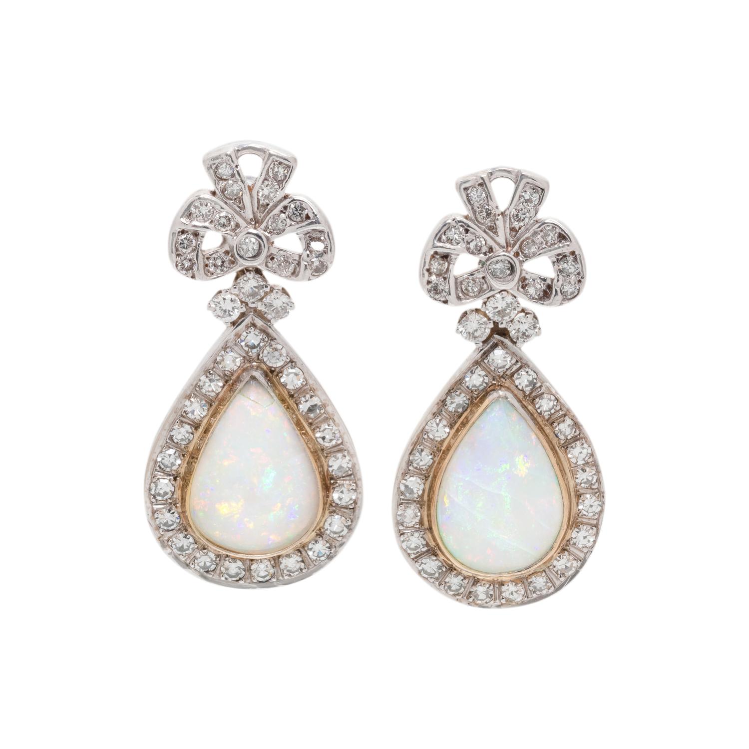 OPAL AND DIAMOND EARRINGS