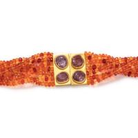 ANGELA PINTALDI, MULTISTRAND FIRE OPAL AND MULTICOLOR SAPPHIRE BEAD NECKLACE