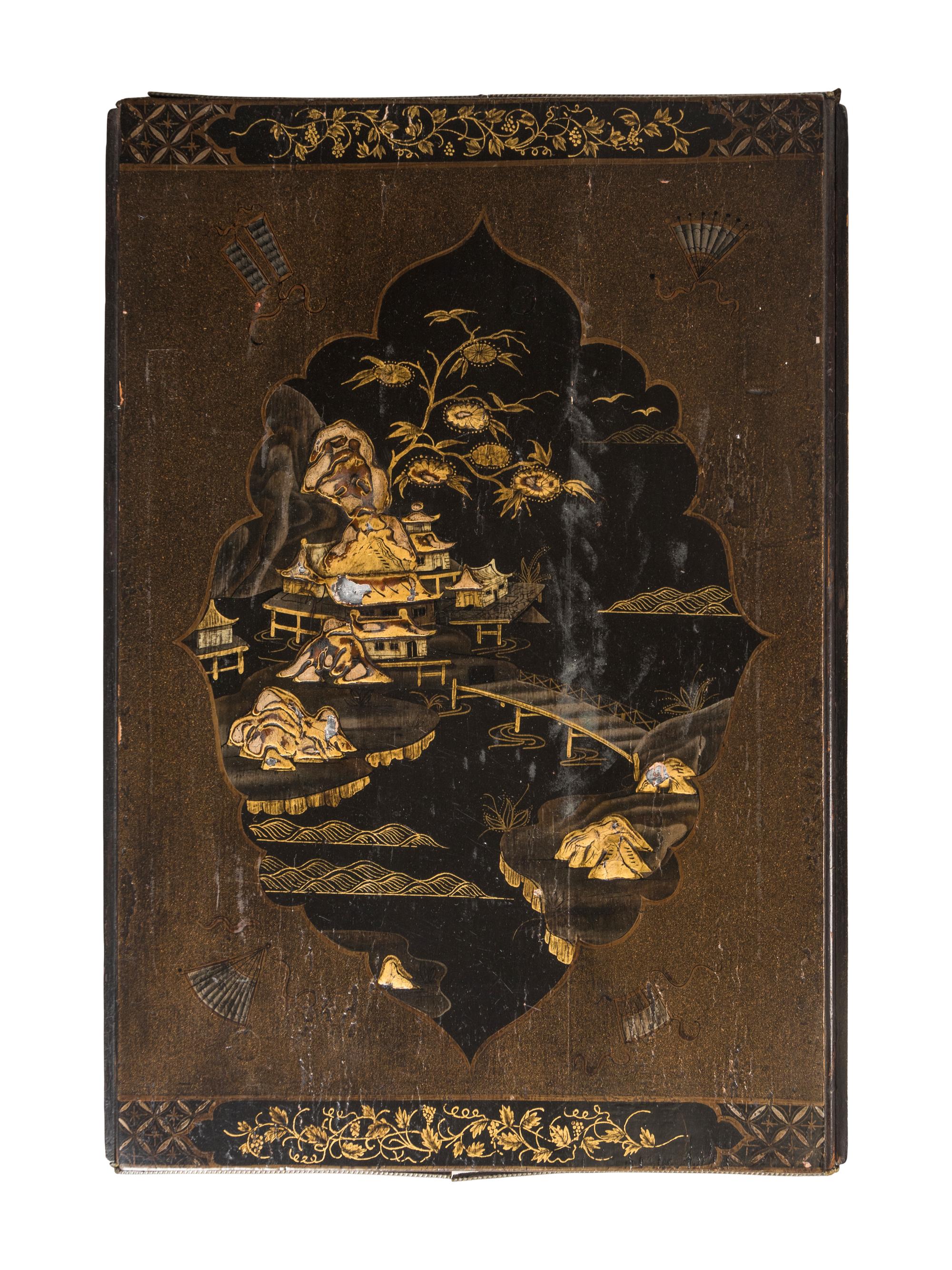 A Victorian Japanned Pembroke Table
