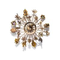 VICTORIAN, MULTIGEM STICK PIN BROOCH