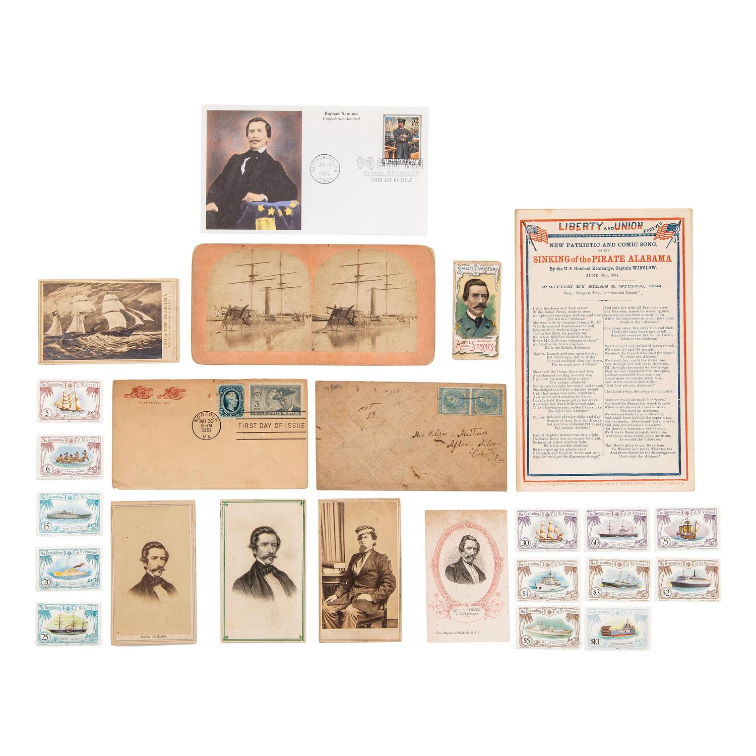 [CIVIL WAR - CONFEDERATE STATES NAVY]. Archive of photographs and ephemera related to the CSS Alabama and other Confederate naval subjects, including: