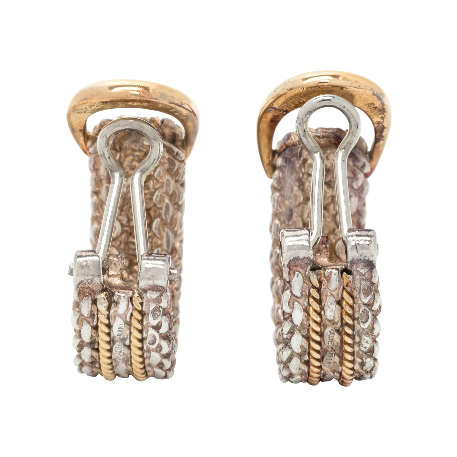HERMÈS, SILVER AND YELLOW GOLD EARCLIPS