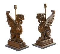 A Pair of Carved Wood Griffins, Height 19 3/4 inches.