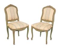 A Pair of Louis XVI Carved and Painted Side Chairs — 20TH CENTURY