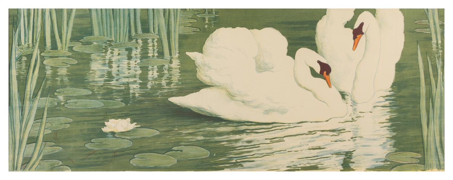Alfredo Muller, (Italian, 1869-1940), Swans