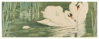 Alfredo Muller, (Italian, 1869-1940), Swans