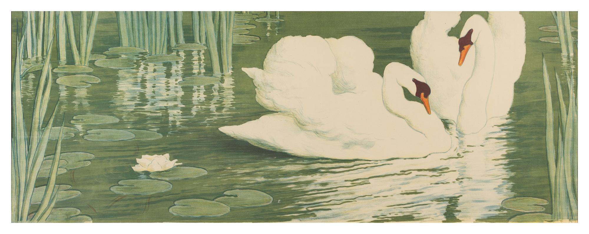 Alfredo Muller, (Italian, 1869-1940), Swans