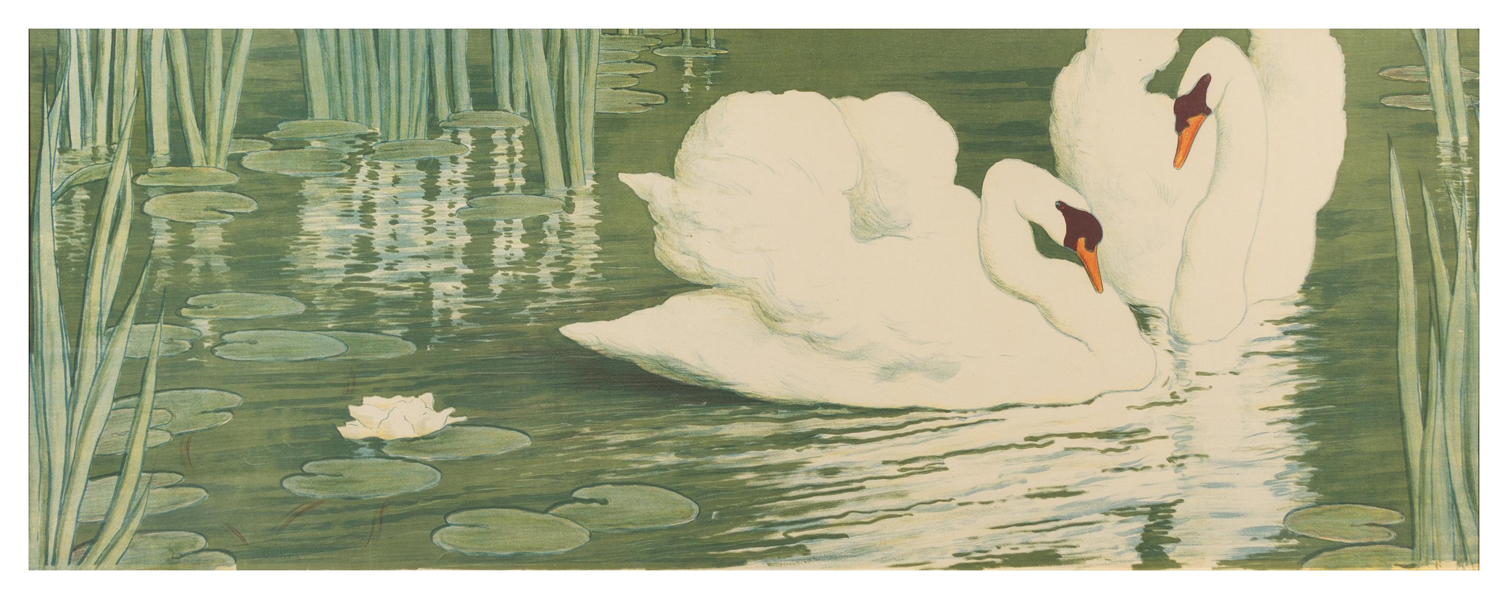Alfredo Muller, (Italian, 1869-1940), Swans