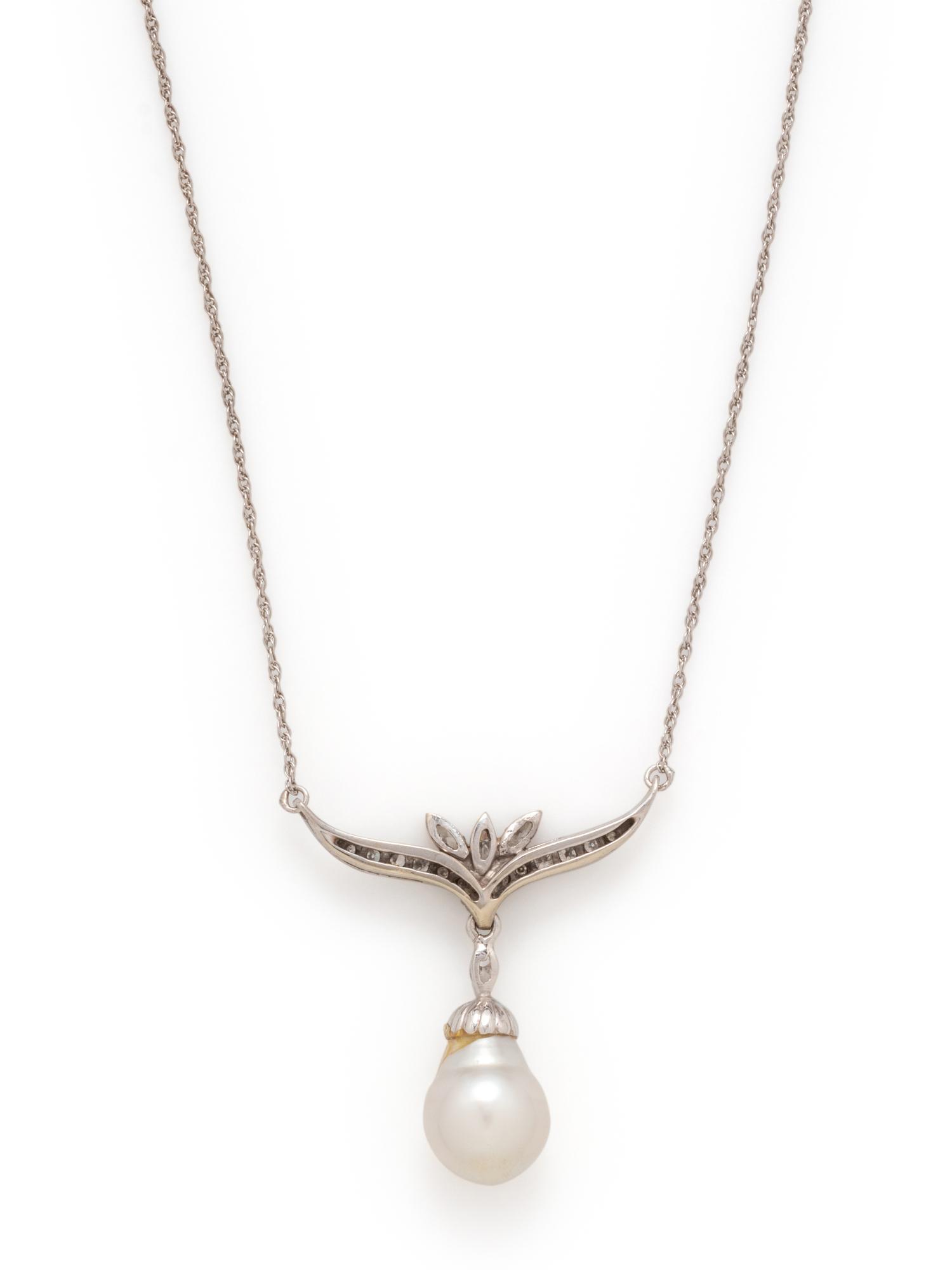CULTURED BAROQUE PEARL AND DIAMOND NECKLACE