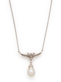 CULTURED BAROQUE PEARL AND DIAMOND NECKLACE