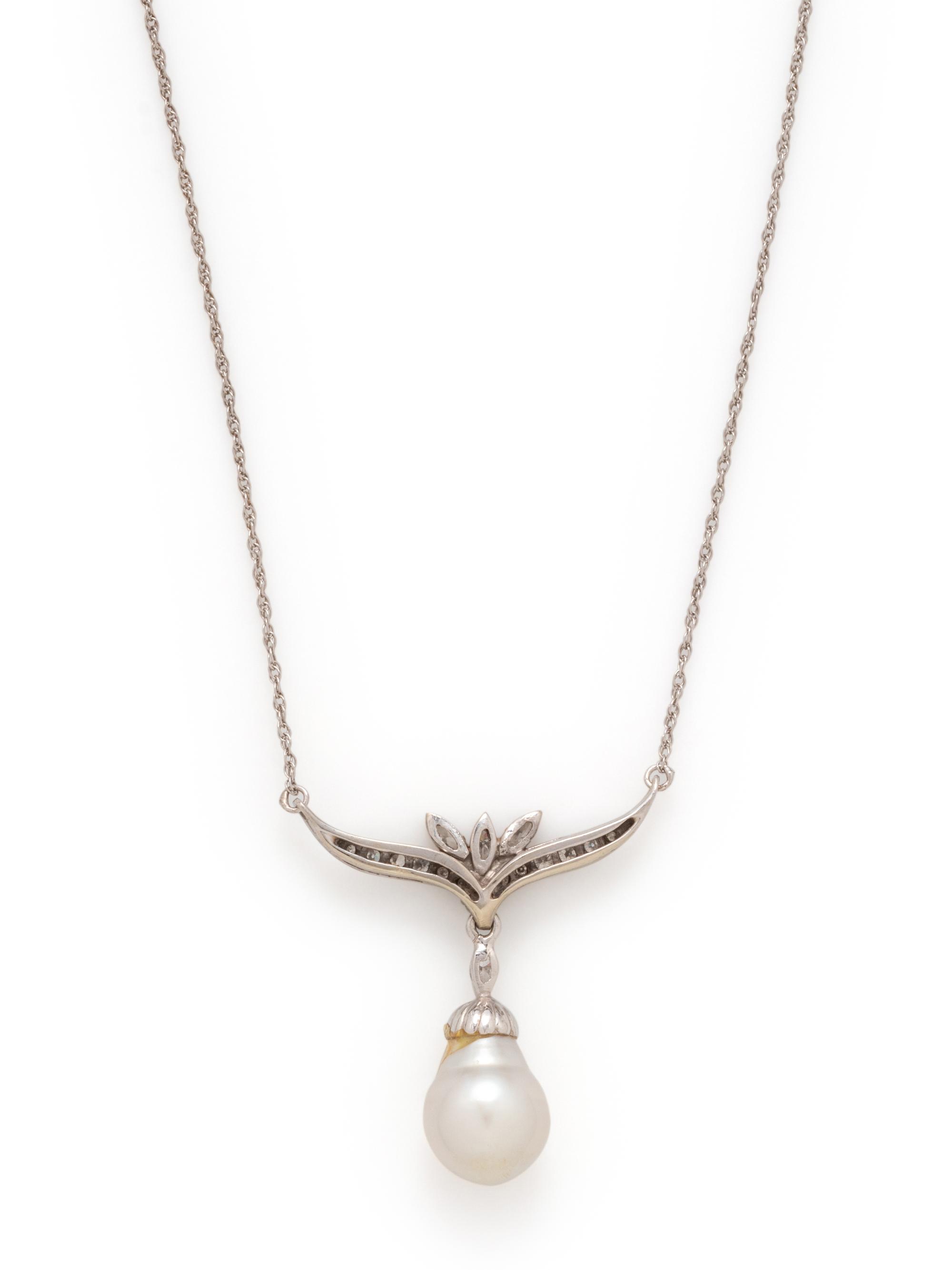 CULTURED BAROQUE PEARL AND DIAMOND NECKLACE