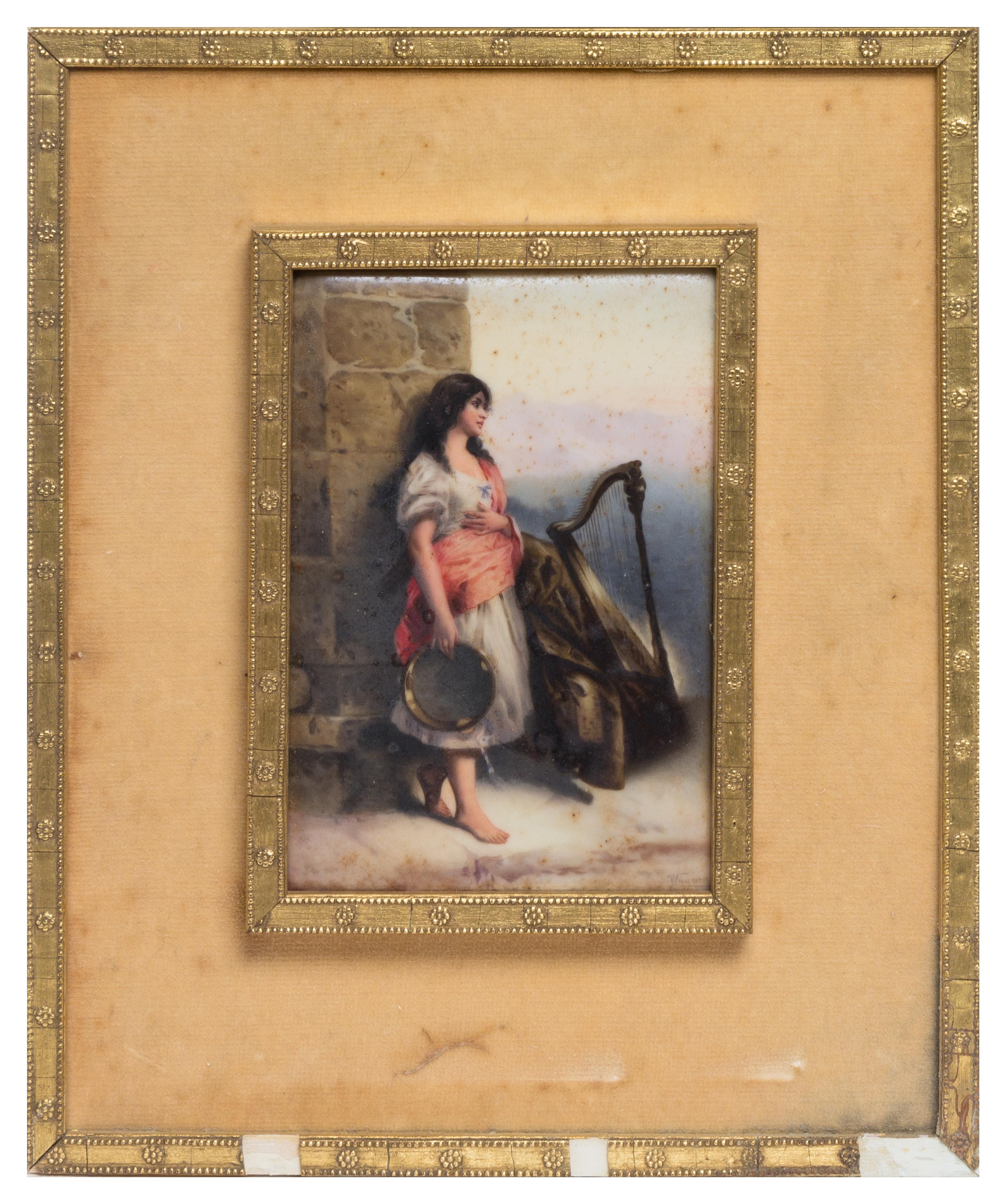 A German Porcelain Plaque 5 3/4 x 3 3/4 inches (visible).