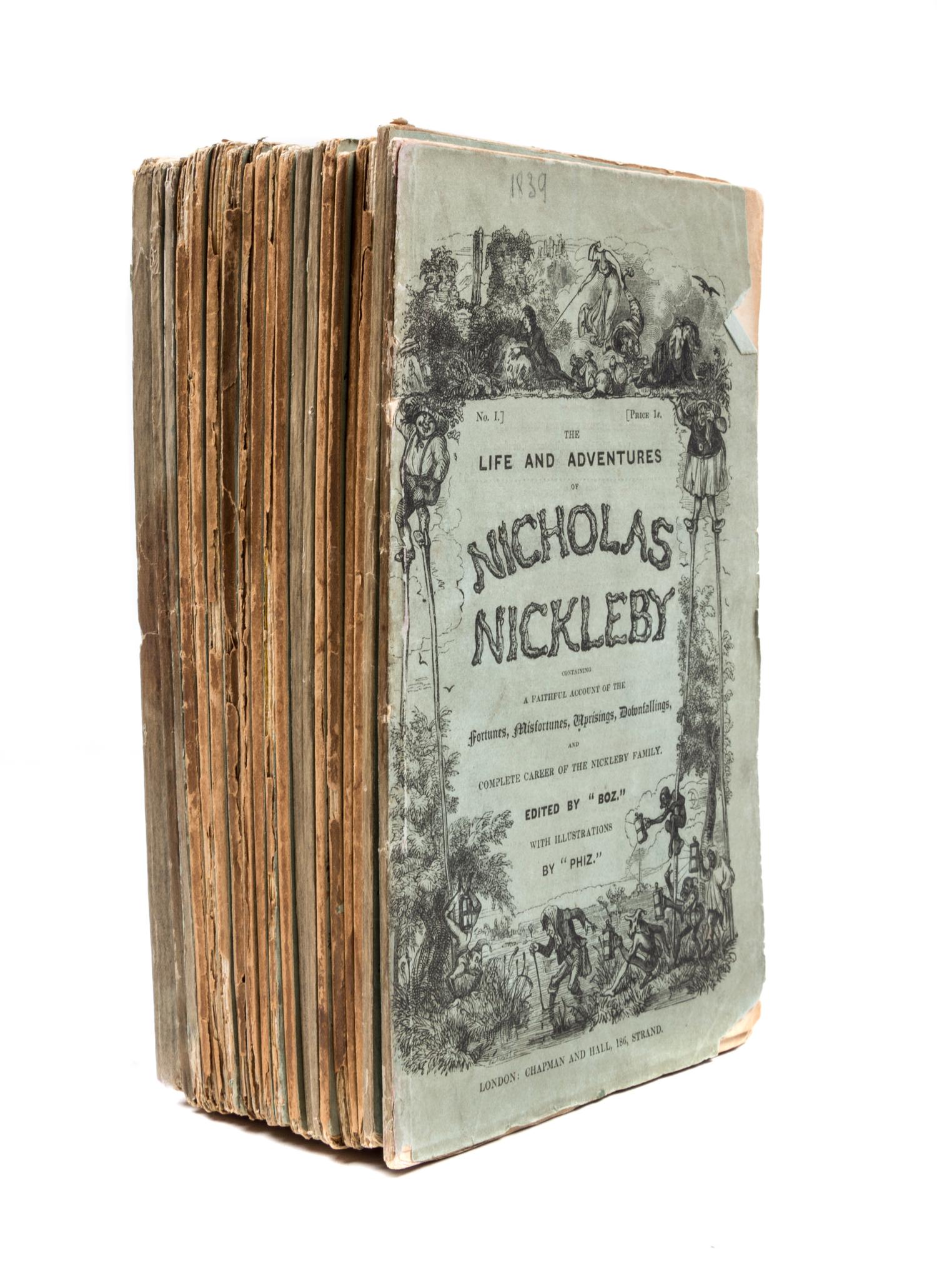 DICKENS, CHARLES. Nicholas Nickleby. London, 1839. First edition in original parts.