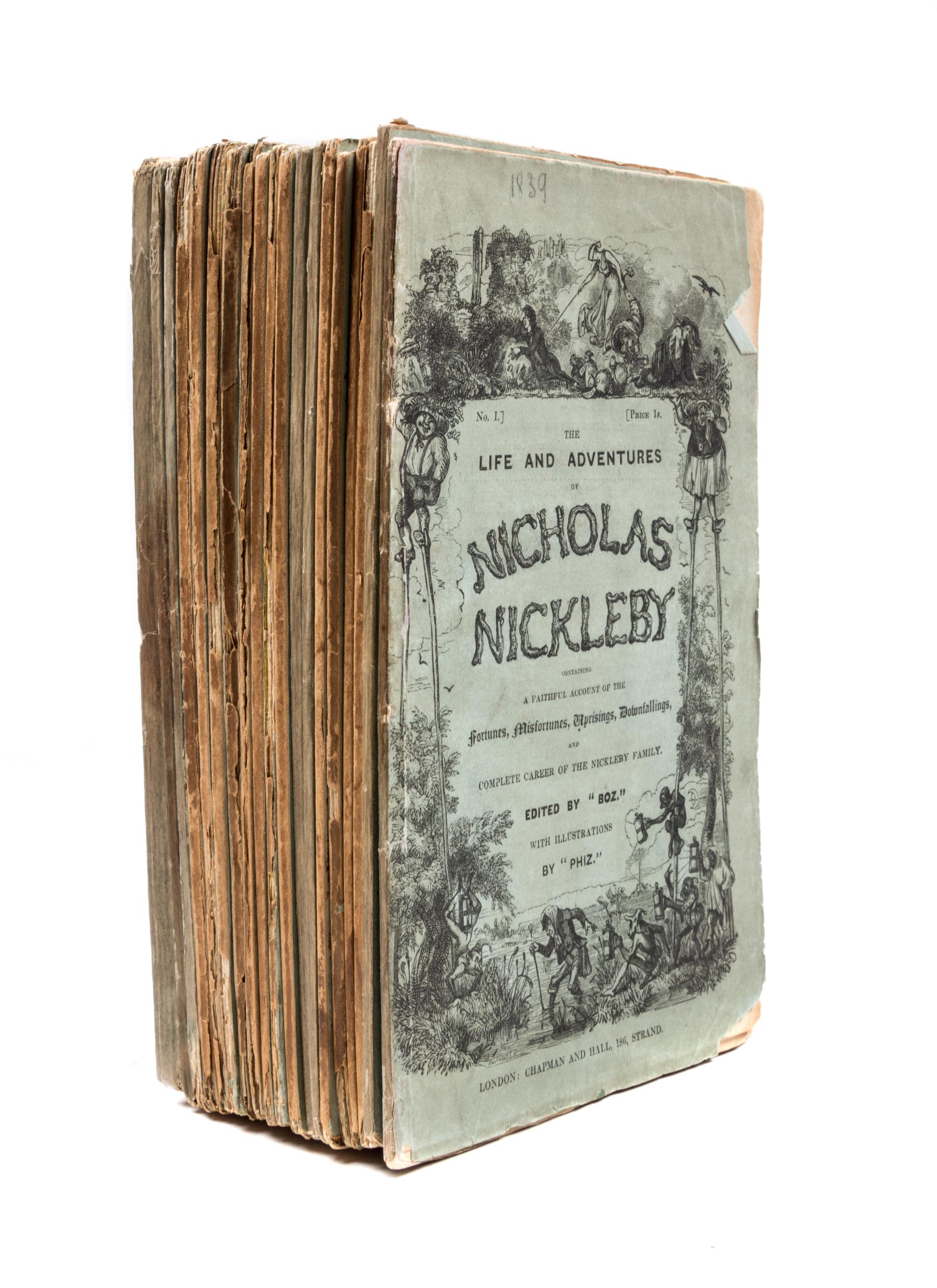 DICKENS, CHARLES. Nicholas Nickleby. London, 1839. First edition in original parts.