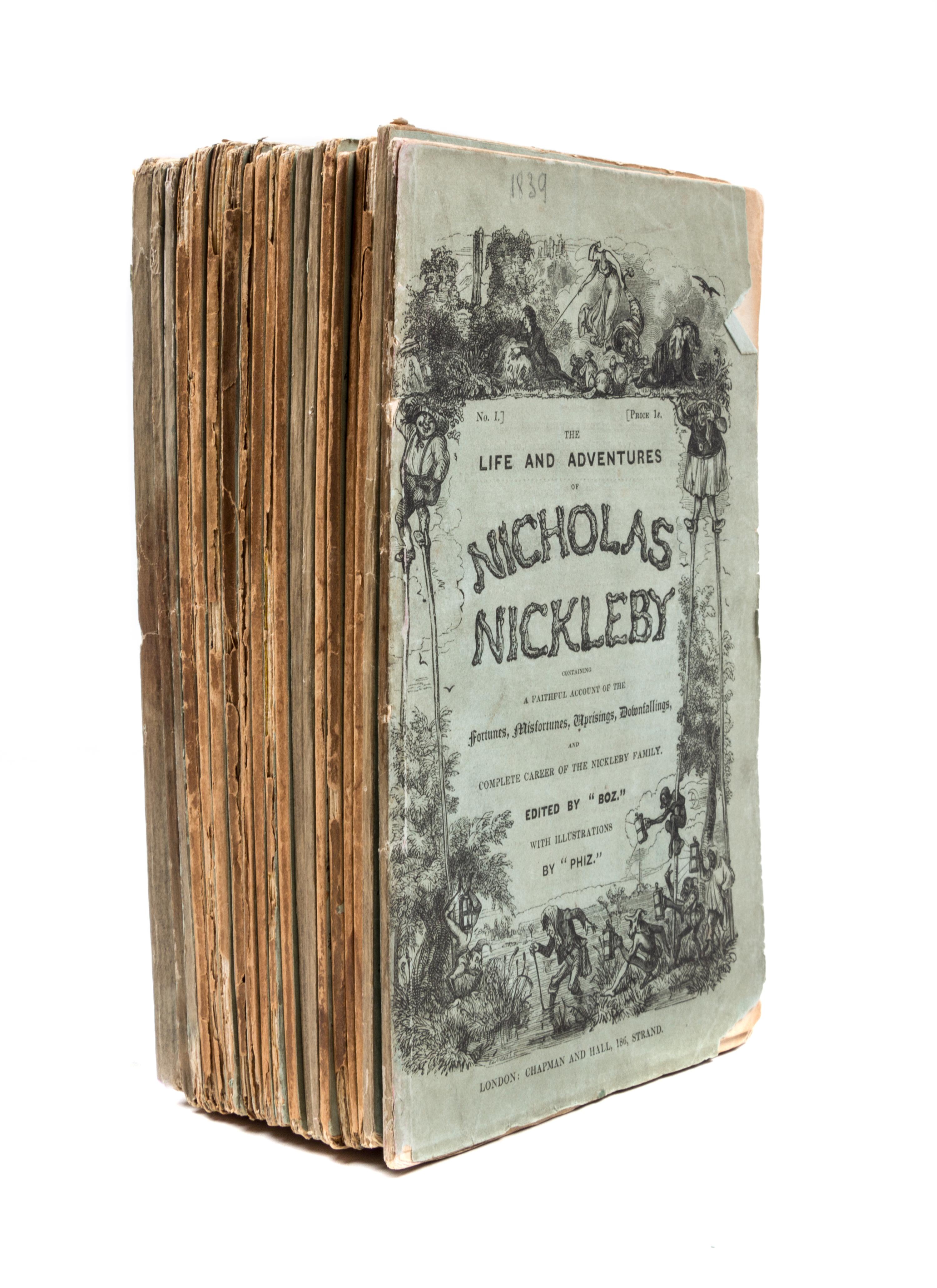 DICKENS, CHARLES. Nicholas Nickleby. London, 1839. First edition in original parts.