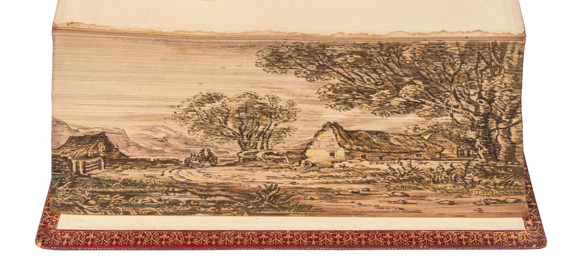 [BINDINGS -- FORE-EDGE PAINTINGS]. A group of 12 works concealing fore-edge paintings depicting country scenes, comprising: