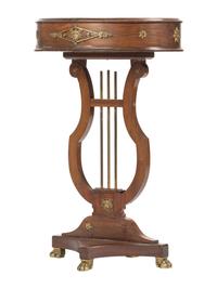 An Empire-Style Mahogany Lyre-Base Plant Stand