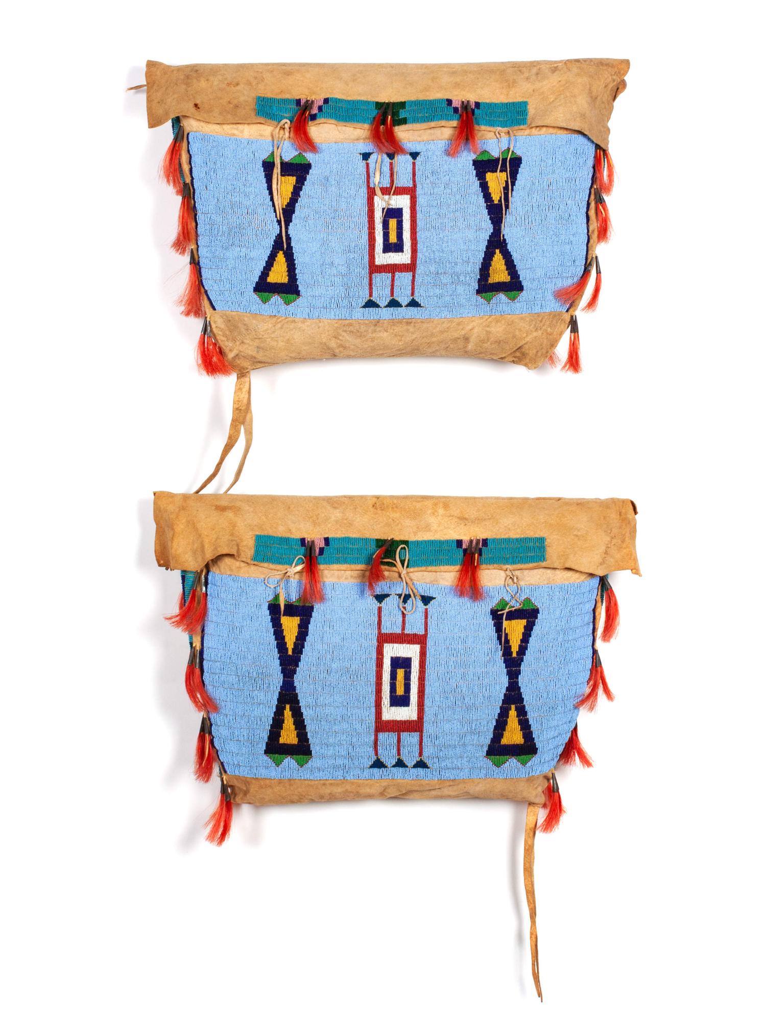 Sioux Beaded Buffalo Hide Possible Bags, Matched Pair
