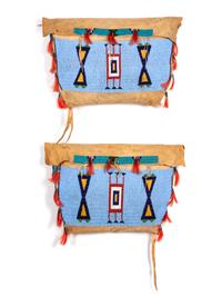 Sioux Beaded Buffalo Hide Possible Bags, Matched Pair