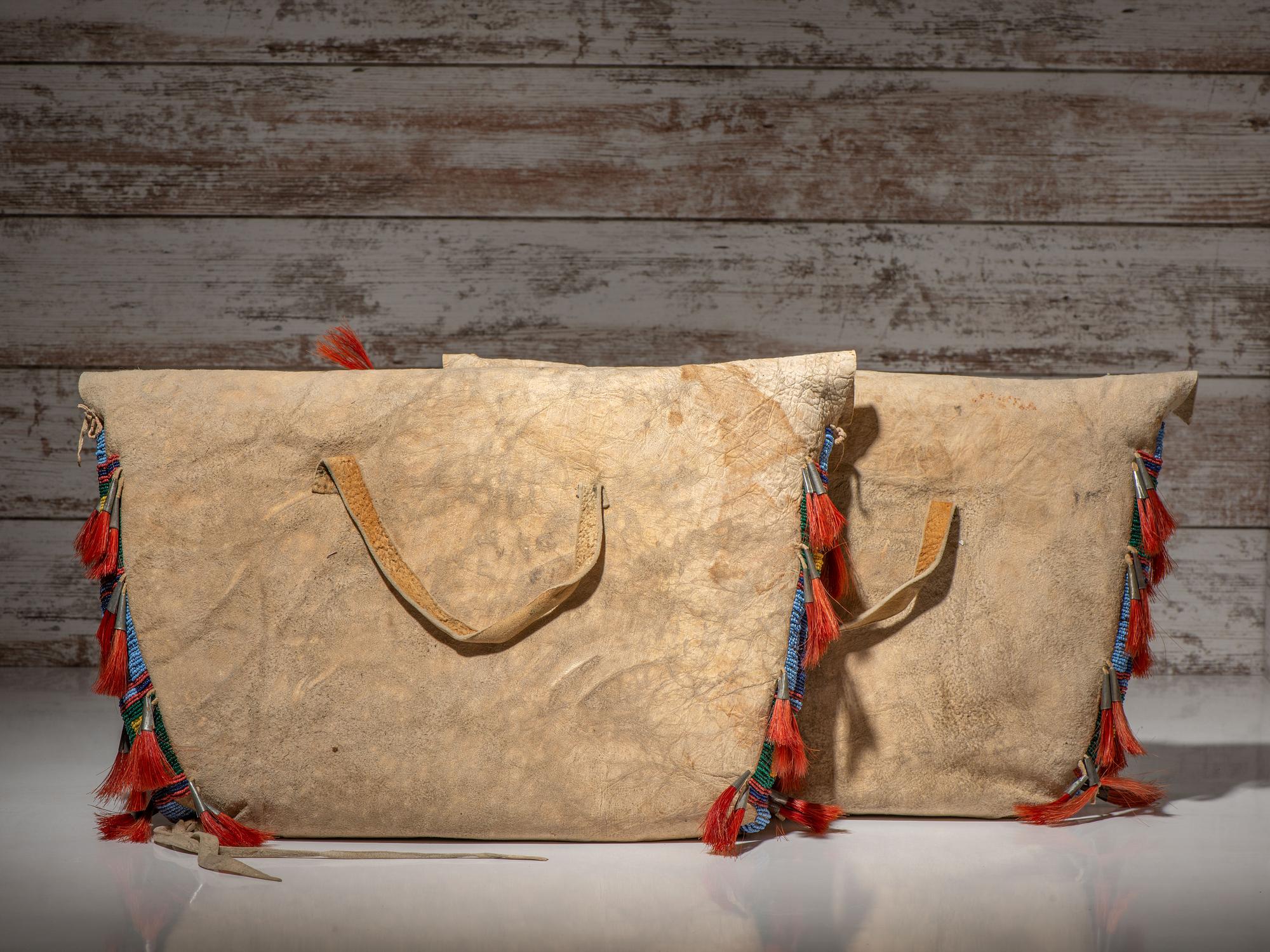 Sioux Beaded Hide Possible Bags, Matched Pair