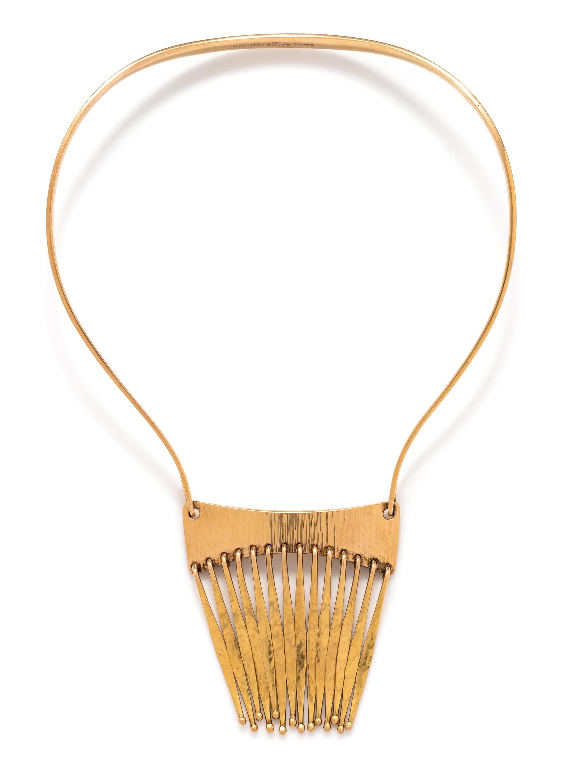 Bent Gabrielsen, Modernist, Gold Fringe Necklace