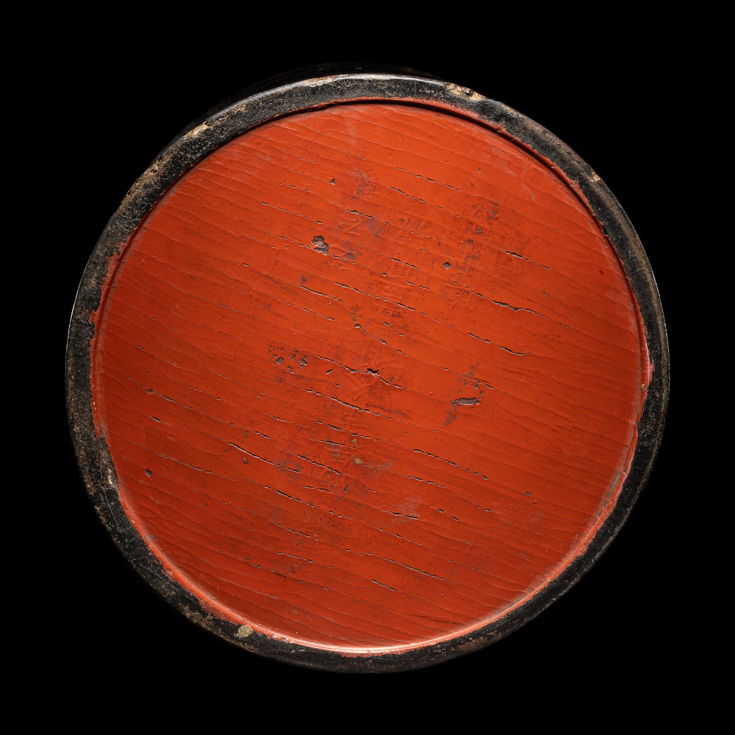 A Chinese Black and Red Lacquered Brushpot, Bitong, Wanli Mark 萬曆丙午（1606）款黑漆素面筆筒