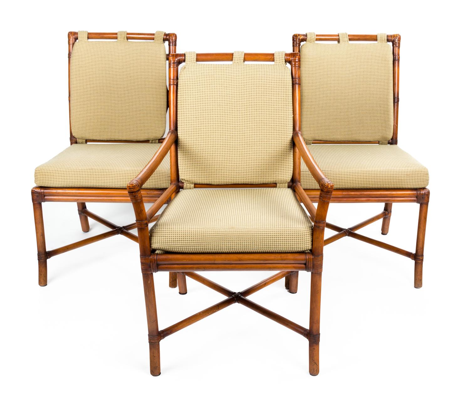 A Set of Twelve Rattan Dining Chairs Height 34 inches. — MODERN