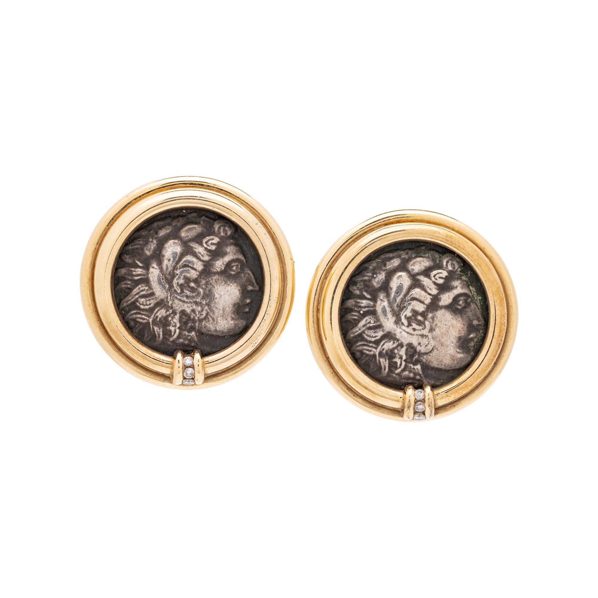 YELLOW GOLD, COIN AND DIAMOND SET