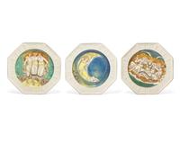 A Set of Three Wedgwood Octagonal Figural-Painted Plates for John Mortlock